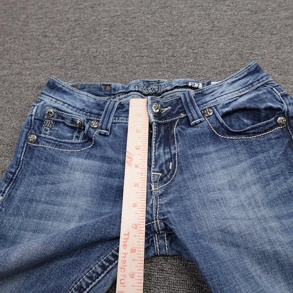 Miss Me Jeans Womens 27 Blue Skinny Low Rise Aztec Embroidered Denim JW5416S3